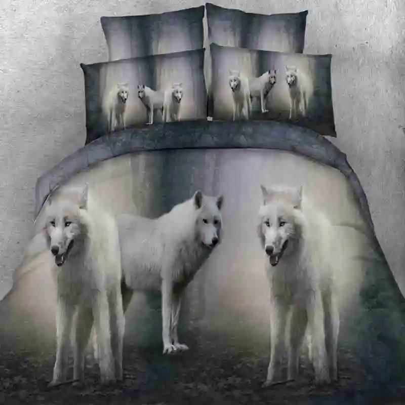 Free shipping 3d leopard wolf elephant dog lion bedding set 1 duvet cover&2 pillow cases twin/full/queen/king/super king size | Дом и сад