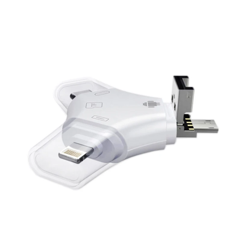 Кардридер Deepfox 4 в 1 Type c/Lightning/Micro USB/USB 2 0 устройство для чтения карт Micro SD OTG Android
