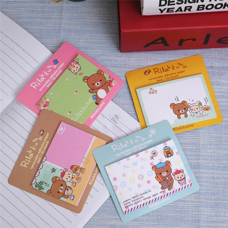 Rilakkuma Memo pad размещение сообщения клеевую Kawaii Стикеры бумага Papelaria клейкая для - Фото №1