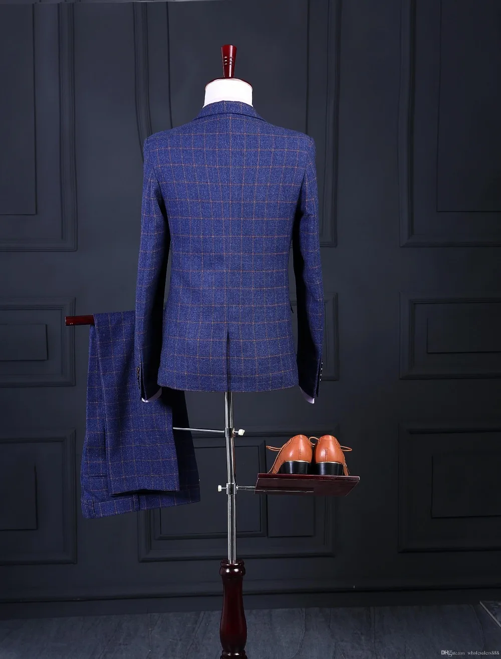 Костюм твидовый мужской из 3 предметов Блейзер пиджак брюки и жилет для свадьбы