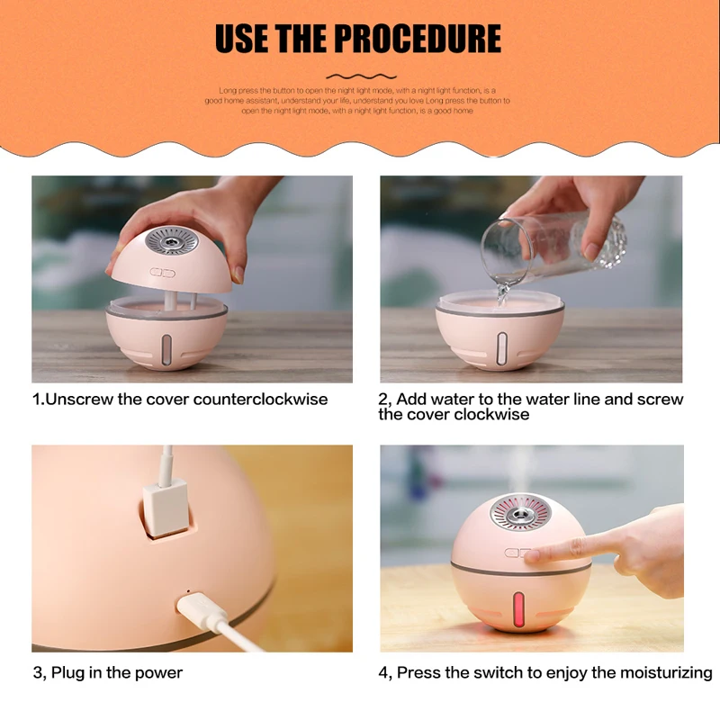 

Portable Rechargeable USB Air Humidifier Essential Oil Diffuser With USB Air Fan and Led Light 300ml Aromatherapy Diffuser Mini
