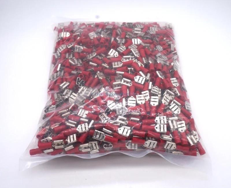 

1000pcs/bag FDD1.25-250 22-16 AWG Female Insulated Spade Wire Connector Electrical Crimp Terminal