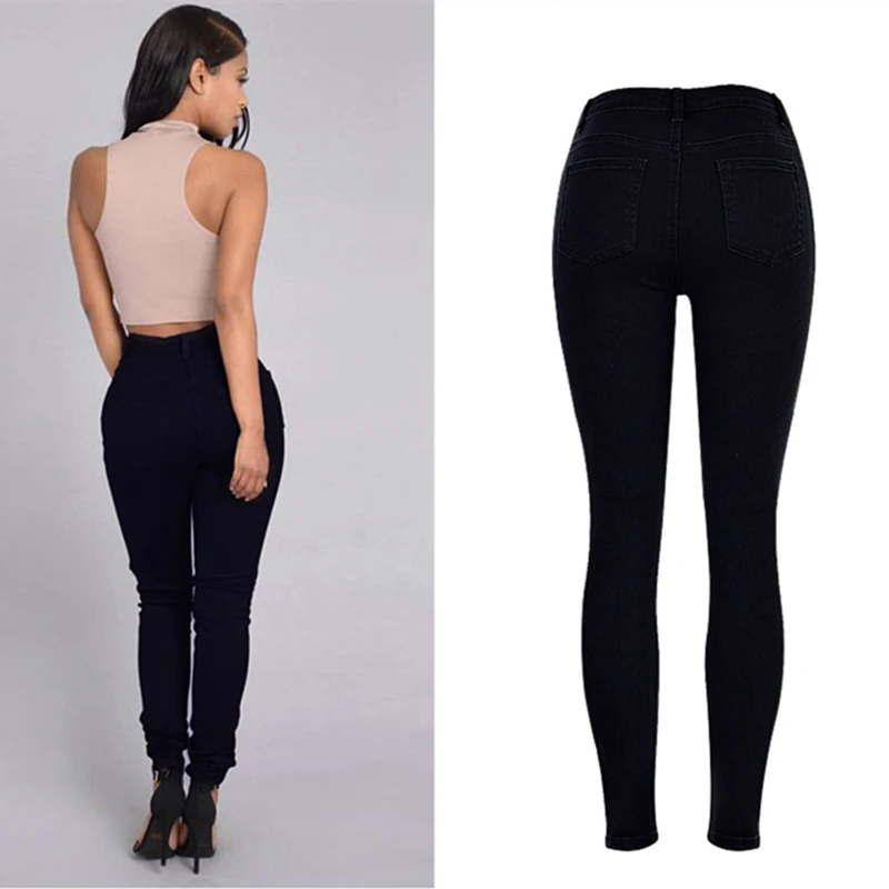 Женские джинсы LOGAMI с высокой талией женские жемчугом черные брюки|Узкие джинсы| |