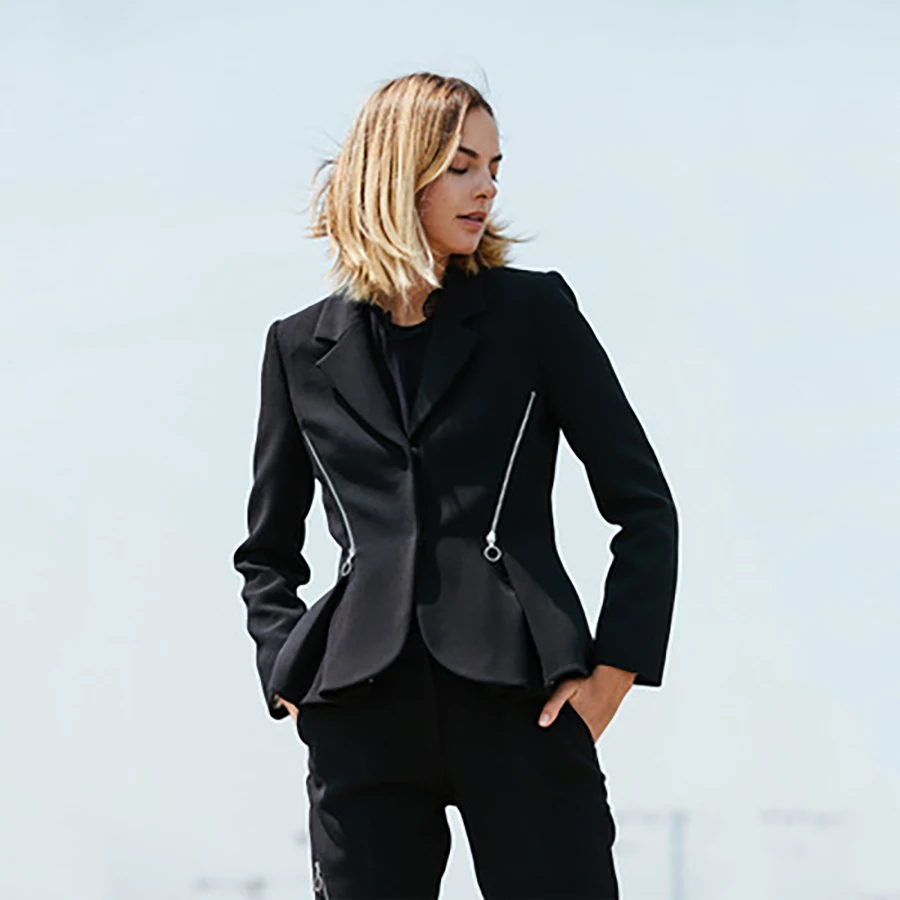Верхняя одежда Куртка Блейзер для женщин Элегантный 2019 черный Femme Винтаж шапка в