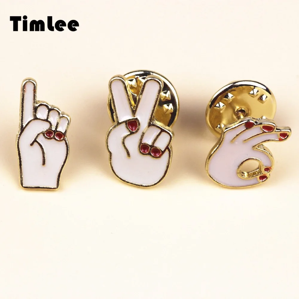 Timlee X091 металлическая брошь с надписью Yes OK Hand Gesture|brooches wholesale|wholesale broochbrooch pins |