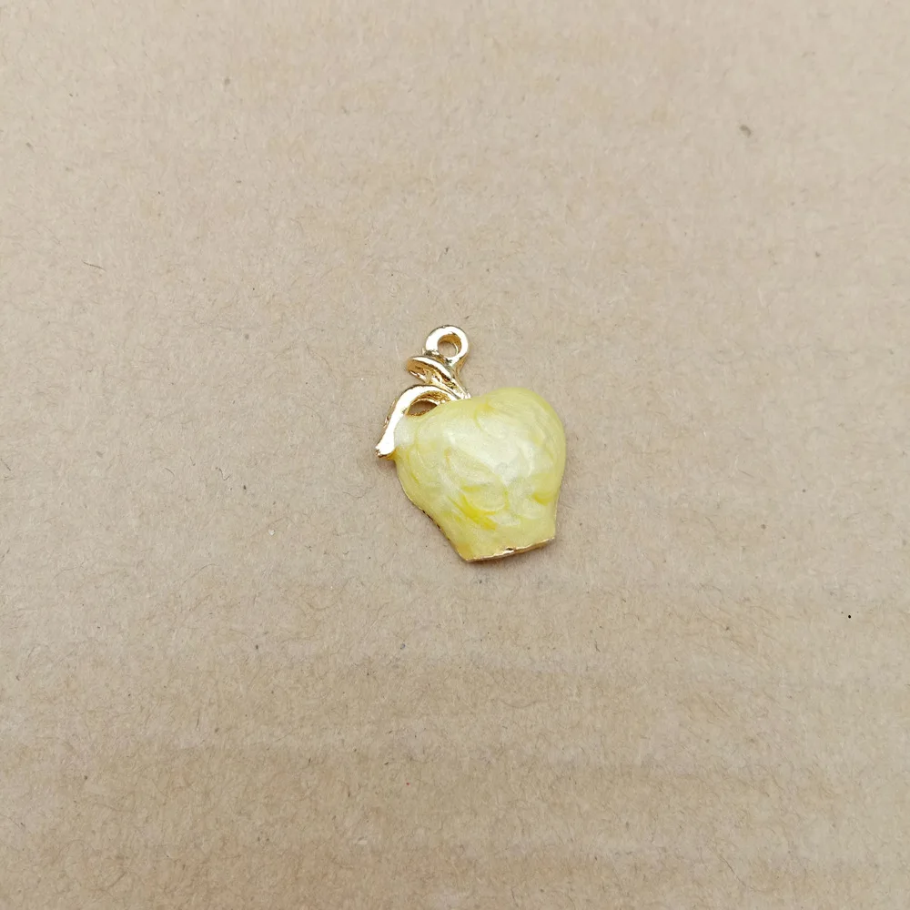 10 шт. 19x15мм Корейские украшения для создания ювелирных изделий: шармы яблоко из эмали для сережек, браслетов, ожерелий, подвески, материалы для ручной работы.