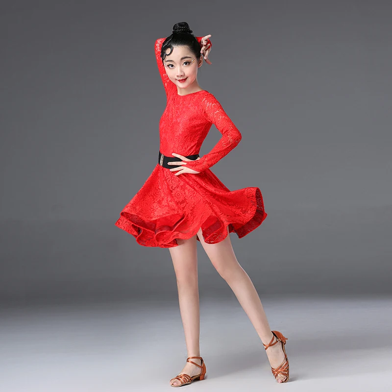 

Lace Children Kids Latin Practice Dance Wear Dancewear Competition Dress Tango Flamengo Ballroom Salsa Rumba Cha Cha for Girls