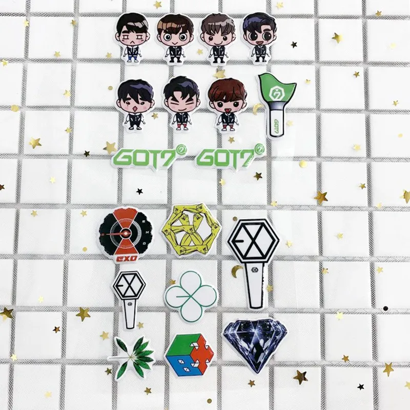 TWICE SEVENTEEN GOT7 TXT черно-розовые Пузырьковые наклейки Трехмерные наклейки любовные буквы Мультяшные наклейки Версия