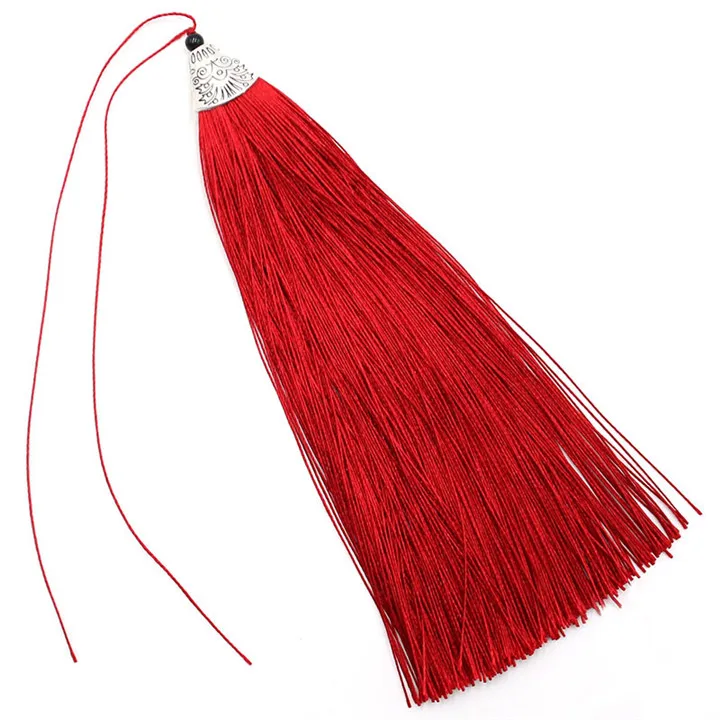 Wine red Tassels 5 шт. металлический колпачок с длинной бахромой Кулон DIY Материал вечерние кисточки отделка Одежда, Шторы Декор шелковые кисточки ленты аксессуары - Цвет: Wine red Tassels