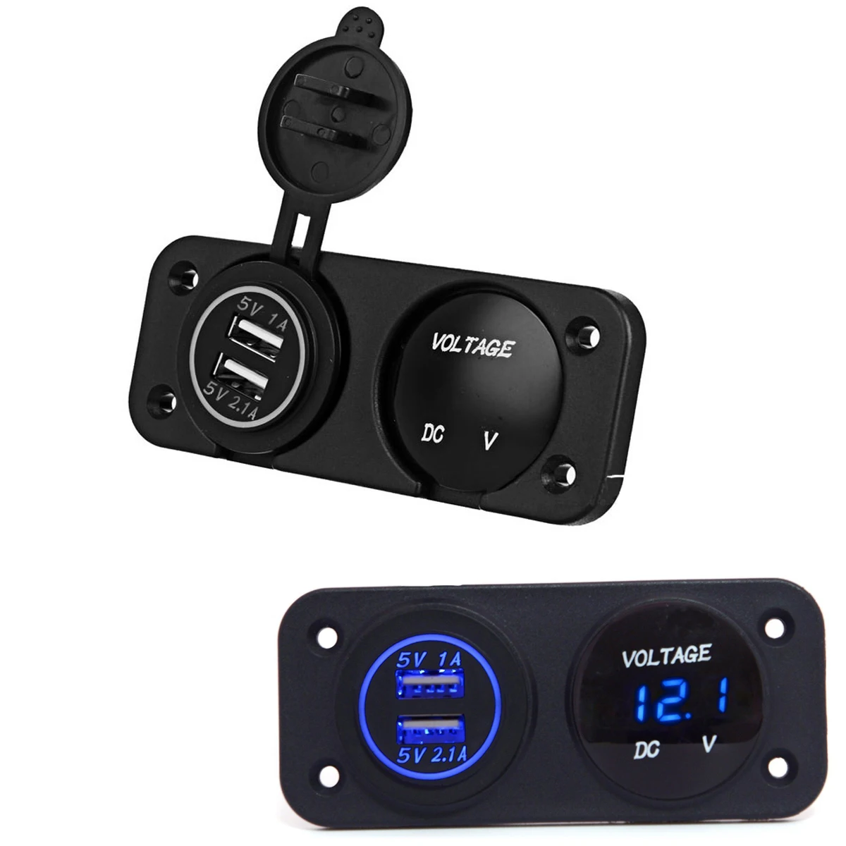 DC 12V - 24V светодиодный цифровой вольтметр + Dual USB Автомобильное зарядное устройство