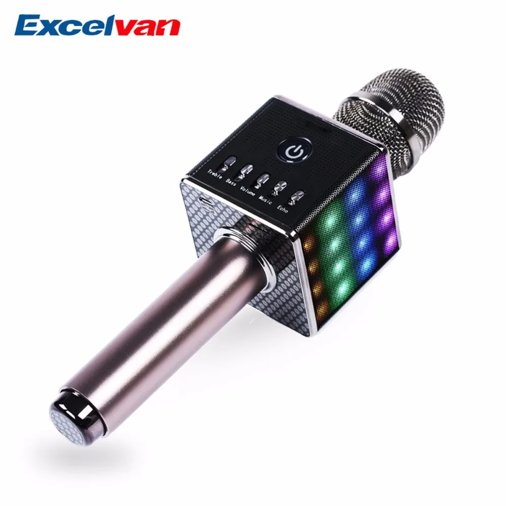 Excelvan караоке микрофон Беспроводные динамики и с Bluetooth модулем со светодиодными