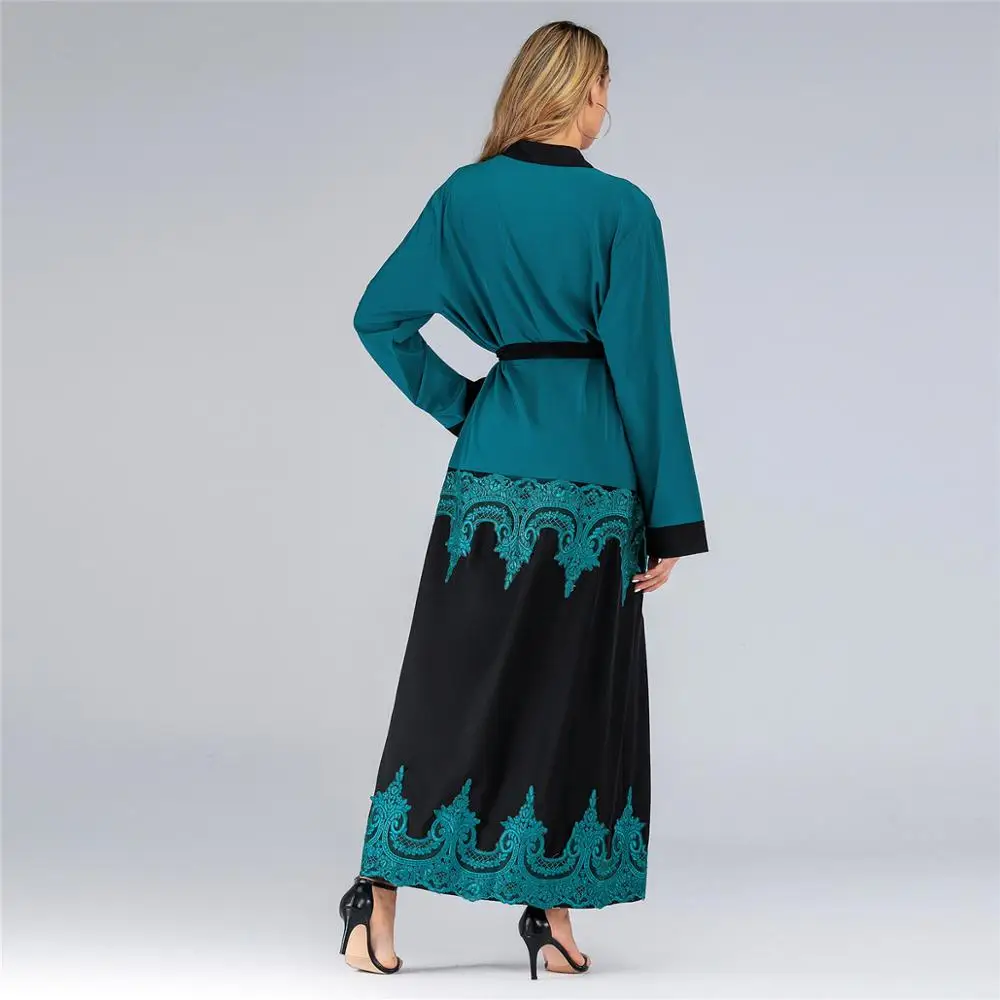 Open Abaya Moroccan Kimono Dubai Turkey Turkish Bangladesh Islamic Clothing Lace Kaftan Arabic Cardigan Muslim Robe 2019 | Тематическая