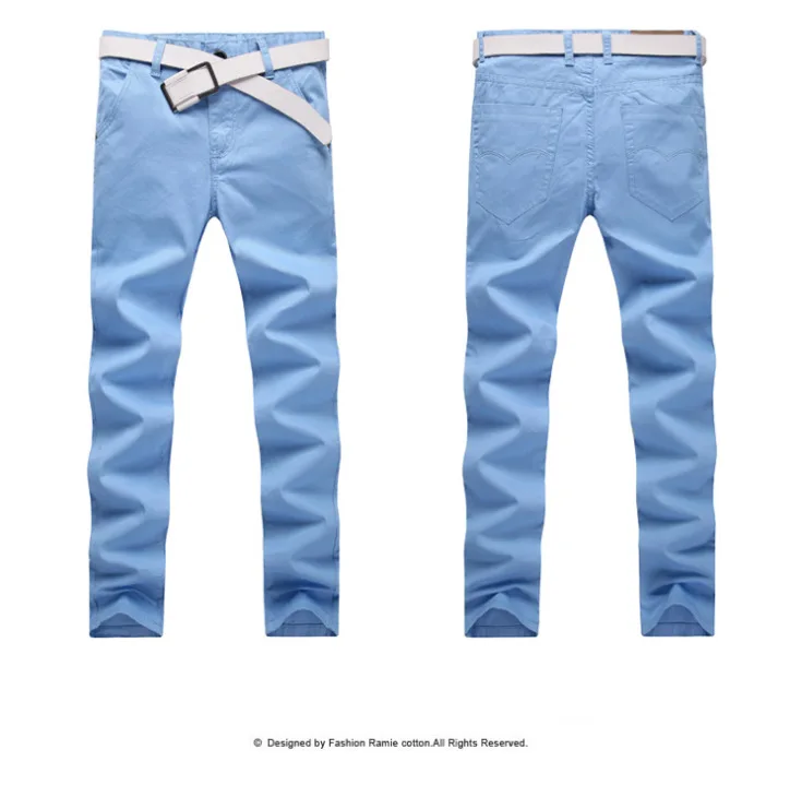 sky blue ZYFGfree осень зима новые повседневные брюки мужские хлопковые облегающие брюки-чиносы модные брюки Мужская брендовая одежда размера плюс G43 - Цвет: sky blue