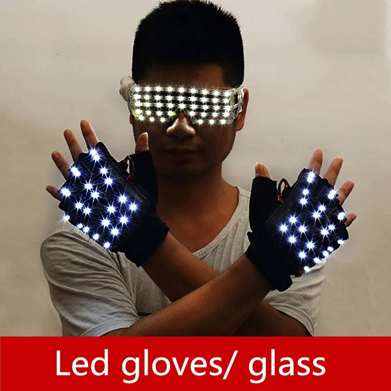 

LED Luminous beads Explosive flash glove Gloves for KTV stage performances in nightclubs and bars LED luminescent glasses