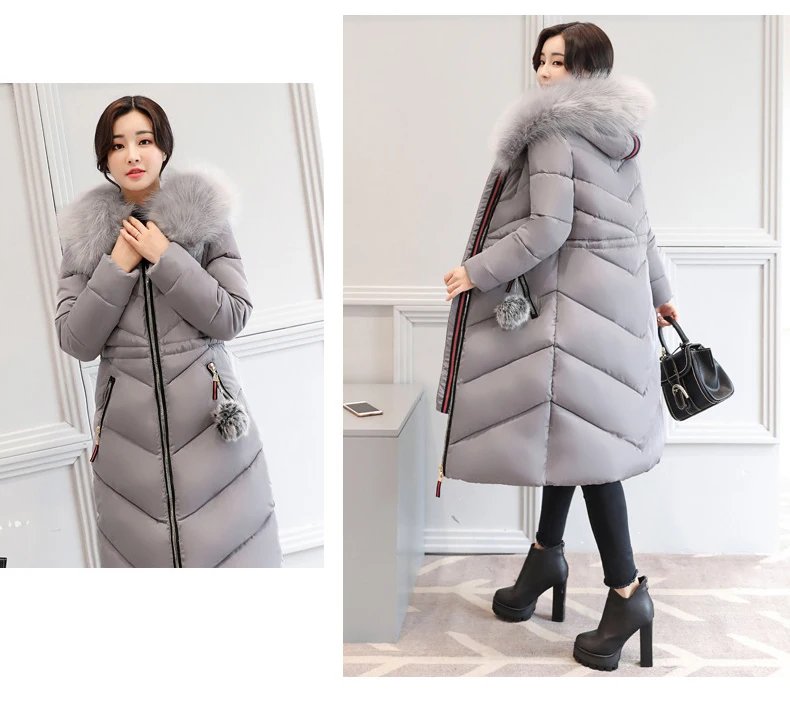 7XL, плюс размер, Женский пуховик, хлопок, новинка, большой меховой воротник, зима, с капюшоном, толстое теплое пальто, женские длинные пальто, парки HS377