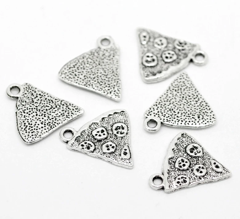 DoreenBeads Zinc metal alloy Charm Pendants Pizza Antique Silver Color Imitation Food Jewelry 20mm( 6/8&quot) x 19mm( 6 PCs | Украшения и
