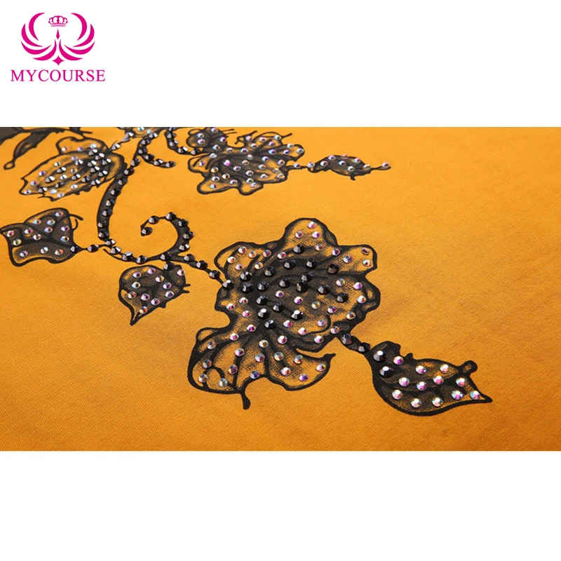 MYCOURSE 2016 Высокое Качество Цветок Алмаз Майка Женщины Черный Цветочные Печати