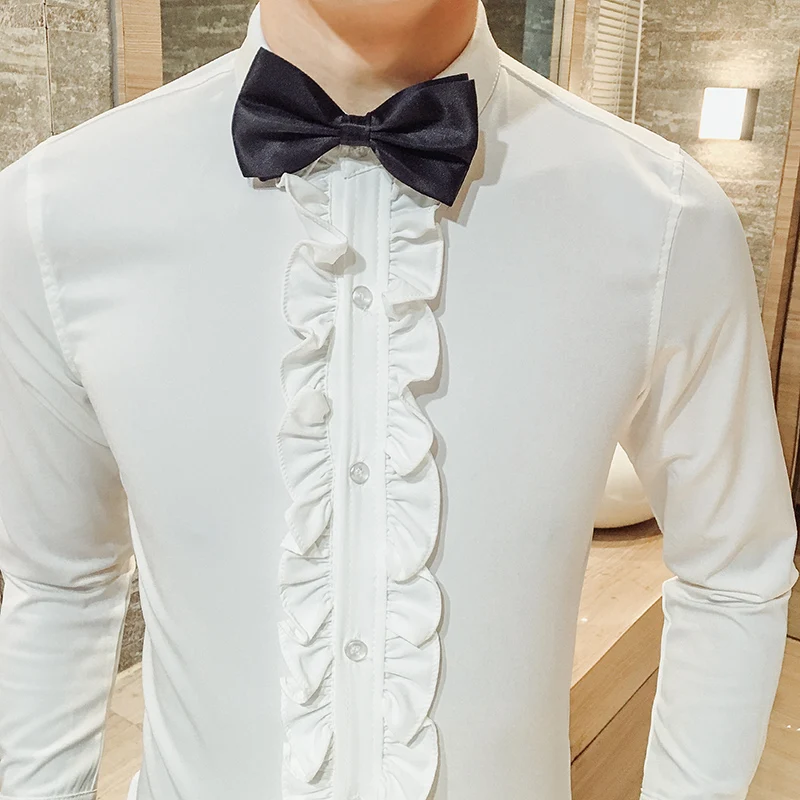 2017 мужские черный белый цвет Social Club наряды Royal барокко Camisa приталенный смокинг