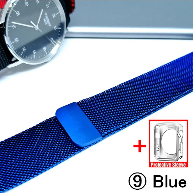 9-Blue Миланская петля для Apple Watch 5/4 40 мм 44 мм браслет из нержавеющей стали ремешок для наручных часов для iwatch серии 4/3 38 мм 42 мм - Цвет ремешка: 9-Blue