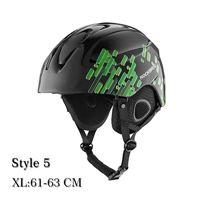 Style5-XL-BK ROCKBORS велосипедный цельно-Формованный шлем для сноуборда зимний теплый тепловой Сверхлегкий дышащий велосипедный лыжный шлем оборудование для безопасности - Цвет: Style5-XL-BK