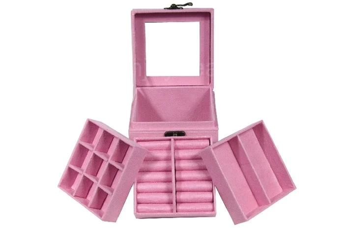 Высококачественный винтажный бархатный трехуровневый ювелирный ящик