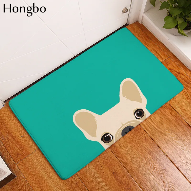 Hongbo 40*60 см Противоскользящие коврики короткие милые мультфильм бульдог щенок коврики Добро пожаловать домой входная дверь пол фланелевый коврик