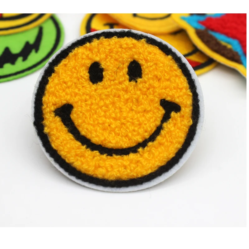 10 шт./лот Мультяшные нашивки желтые круглые для лица Вышивка одежды сделай сам