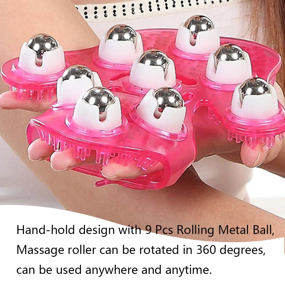 

Roller 9 Balls Body Massage Glove Muscle Pain Relief Relax Anti Cellulite Massager For Neck Back Shoulder Buttocks Health Care