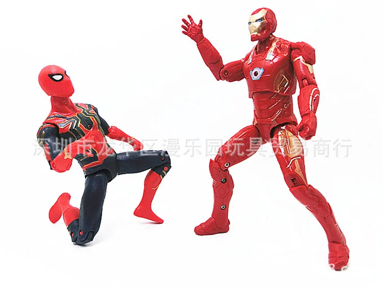 Avengers 3 Infinity War Thanos Iron Spider Figure Spiderman Hulk Black Panther Iron Man Action Figure Toys For Children 16-18CM