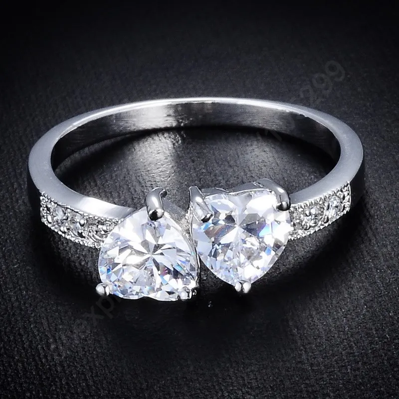 Роскошные кольца с кубическим цирконием в форме сердца 925 пробы Серебряное