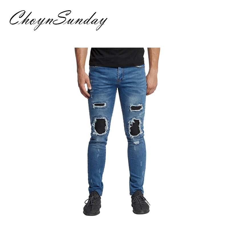 ChoynSunday 2018 новые трендовые локомотивы мужские джинсы кожаные Складки Звезда
