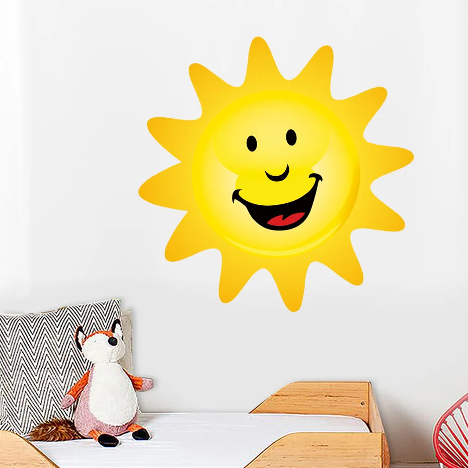 Полноцветная Настенная Наклейка Happy Sun мотивационные съемные дизайнерские