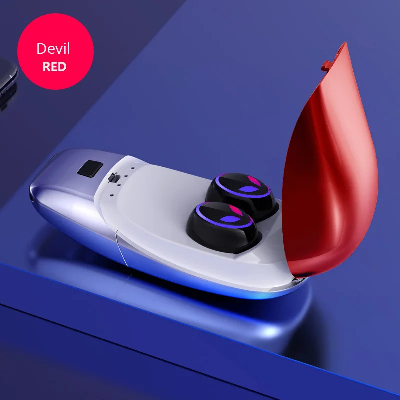 Devil Red TWS Bluetooth 5,0 беспроводные наушники портативные компактные стерео гарнитура для мобильного телефона с функцией подавления шума - Цвет: Devil Red