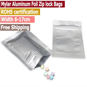 100 шт маленький Размеры Mylar Алюминий мешки замка застежка-молнии сумки, Еда хранения сумки мешки замка застежка-молнии доказательства запаха Ширина от 6 см на высоком каблуке 17 см