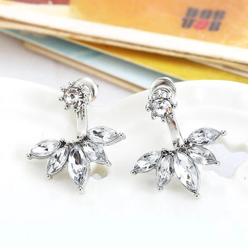 SMJEL Новые кристальные серьги с цветком, прокол ушной манжеты, ювелирные изделия для свадебной моды для девочек, кубический циркониевый водяной капельный серьги для заколок, женщины.