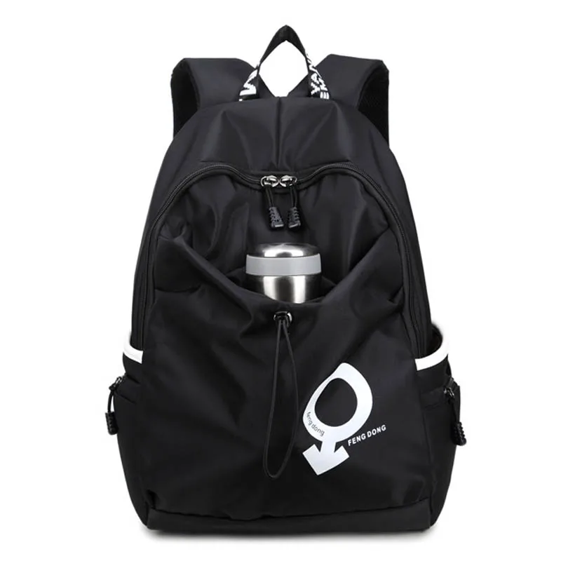 Fengdong черная Водонепроницаемая тканевая детская школьная сумка рюкзак для