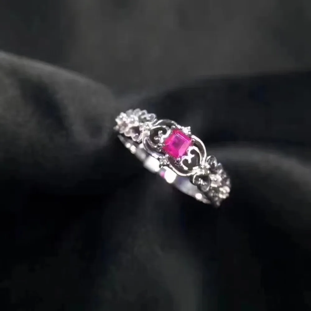 Женское кольцо из серебра 925 пробы с натуральным красным Рубином|fine jewelry|gemstone
