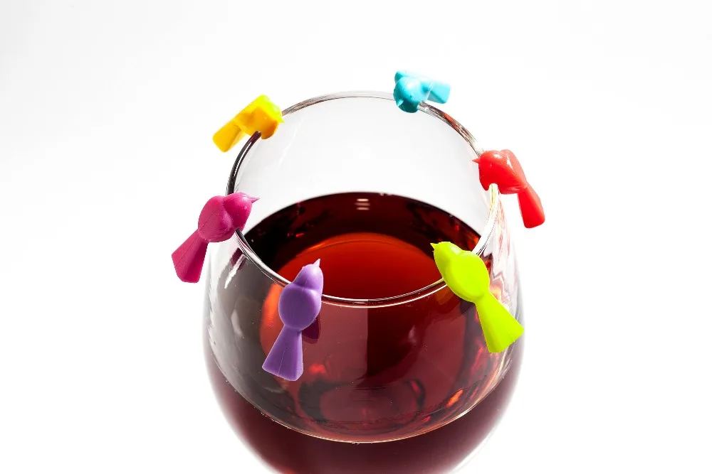 6 шт./компл. маркер на стакан для вина птица этикетки вечеринки Винный Цвет Стекло