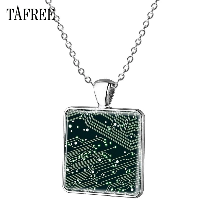 TAFREE компьютерная плата подвесное ожерелье классическое Новинка стеклянный купольный кабошон ручной работы Подвеска дроссель массивные украшения QF29 - Окраска металла: QF29