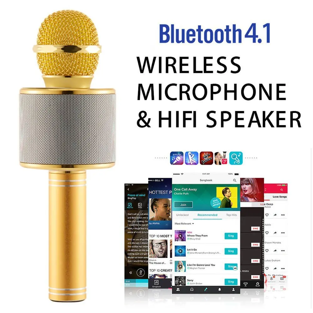 WS-858 Mic Karaoke Microphone Wireless headphone Mini Portable Bluetooth 4.1 bluetooth Speaker WS858 Outdoor KTV | Электроника