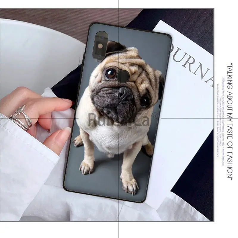 Ruicaica Animal cute pug Новое поступление черная ячейка чехол для телефона Red mi 5 plus Note Xuiao 8