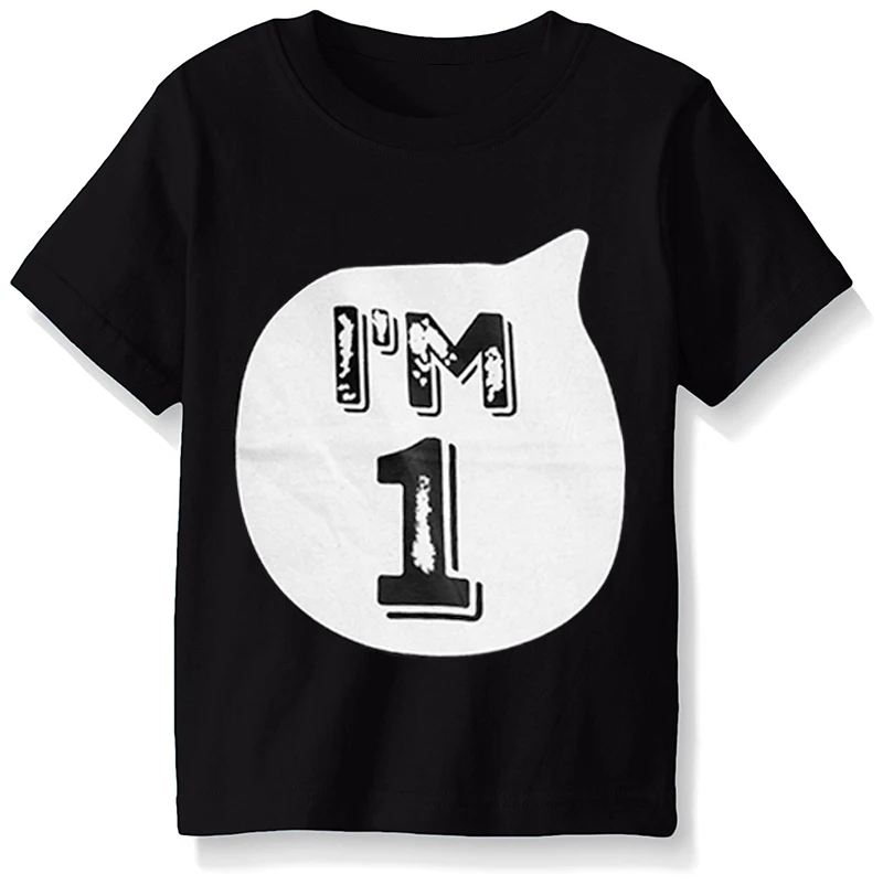 Детские От 1 до 2 лет футболки для дня рождения белые и черные праздничные