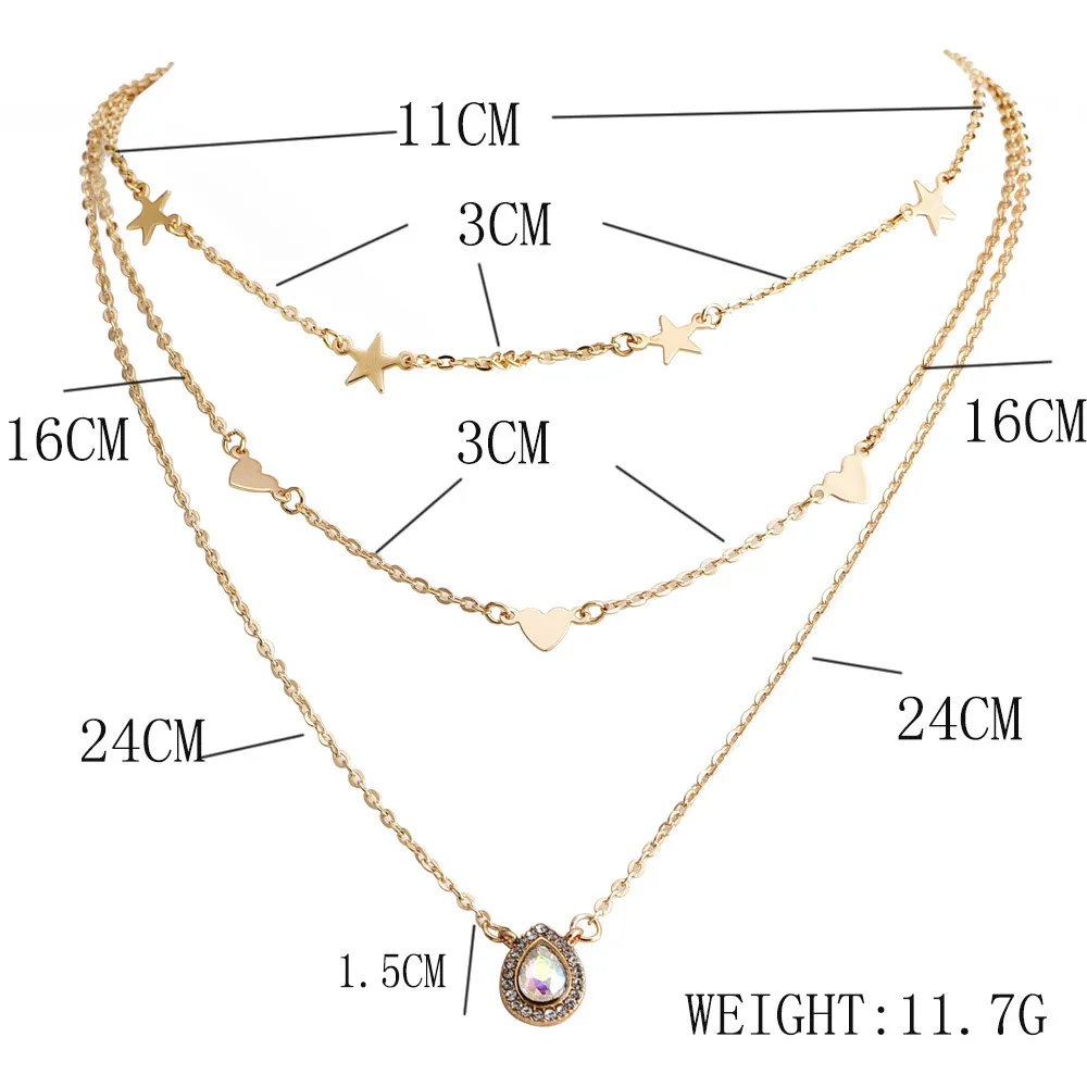 Женское многослойное ожерелье DIEZI винтажное с подвеской в виде капель воды