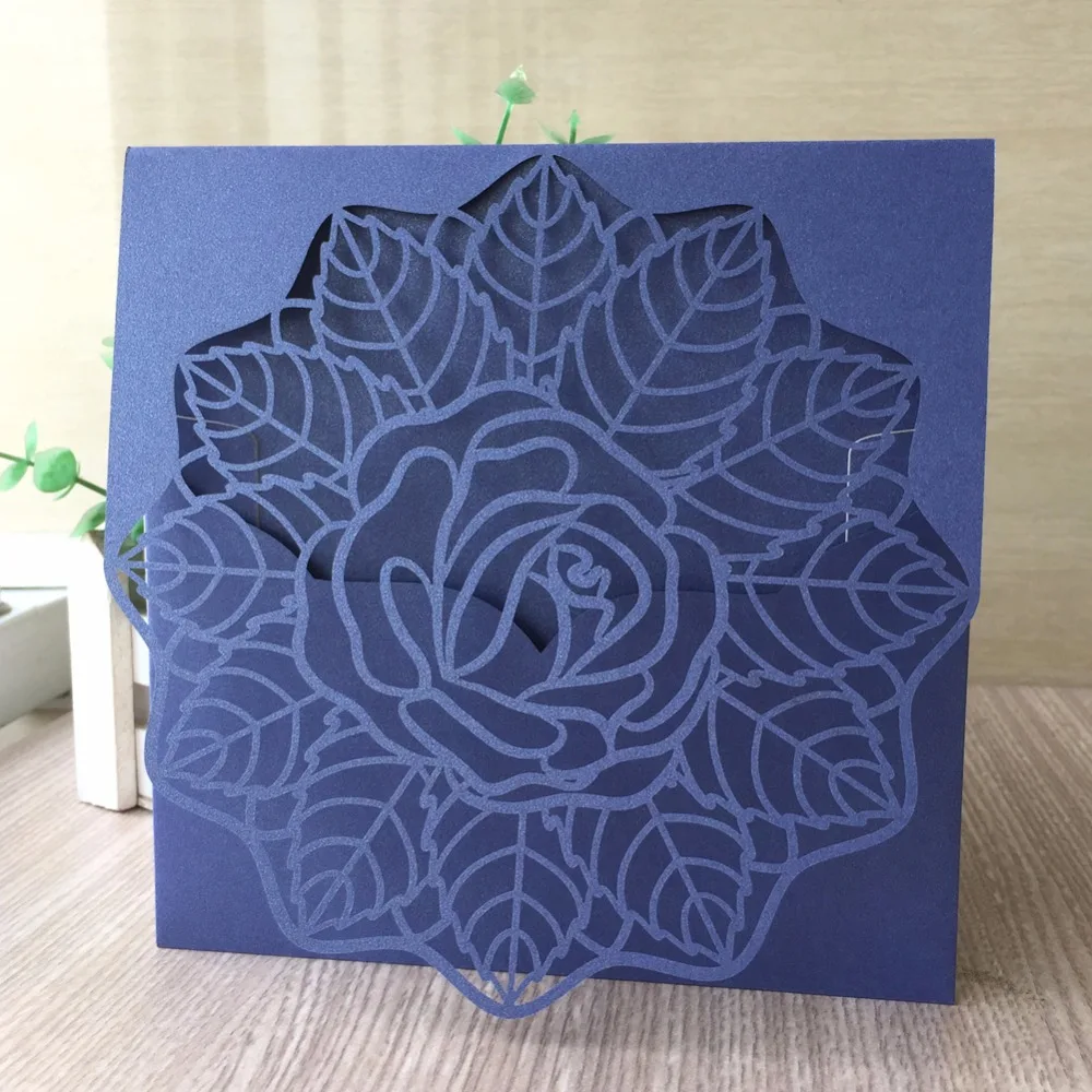 

100Pcs/Lot Chic Laser Cut Pearl Paper Romantic Wedding Invitation Card Birthday Party Decoration Greeting Card