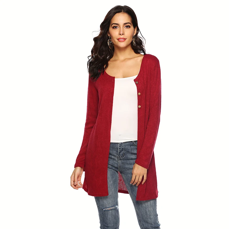Women Outerwear New 2020 Autumn European Style Sweater Fashion Slim Coats Clothing O-Neck Button Regular Cardigans |