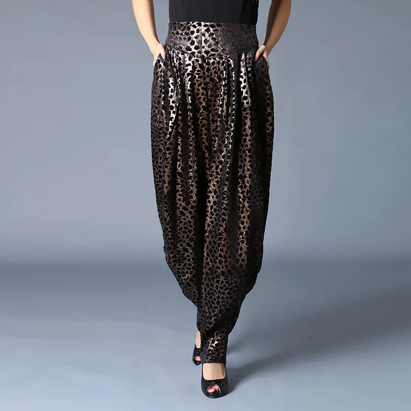 Женские свободные шаровары с высокой талией леопардовые брюки широкими
