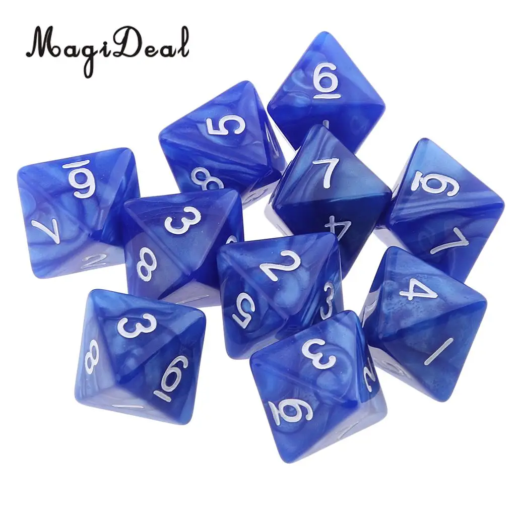 MagiDeal Фирменная новинка 10 шт. 8 кубика D8 многогранные кубики для Подземелья и
