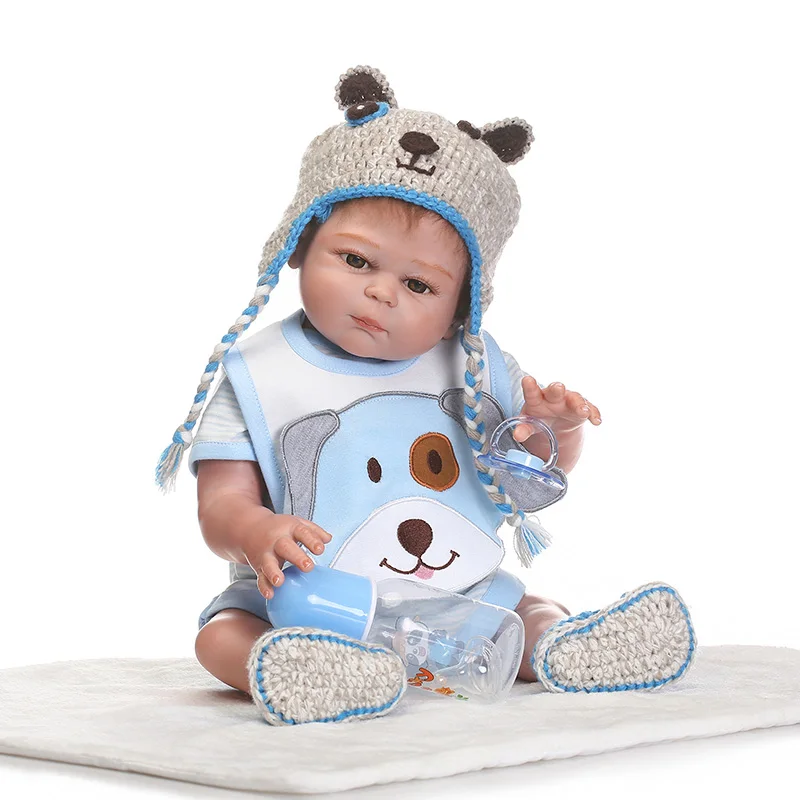 C045Boy NPK, 50 см, кукла для новорожденного, для близнецов, с имитацией щенка, кукла для младенца, силиконовые куклы для новорожденного, игрушки для детей - Цвет: C045Boy