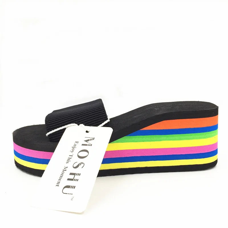 Дизайнерские тапочки на танкетке Женские сандалии платформе и Шлепанцы Летняя