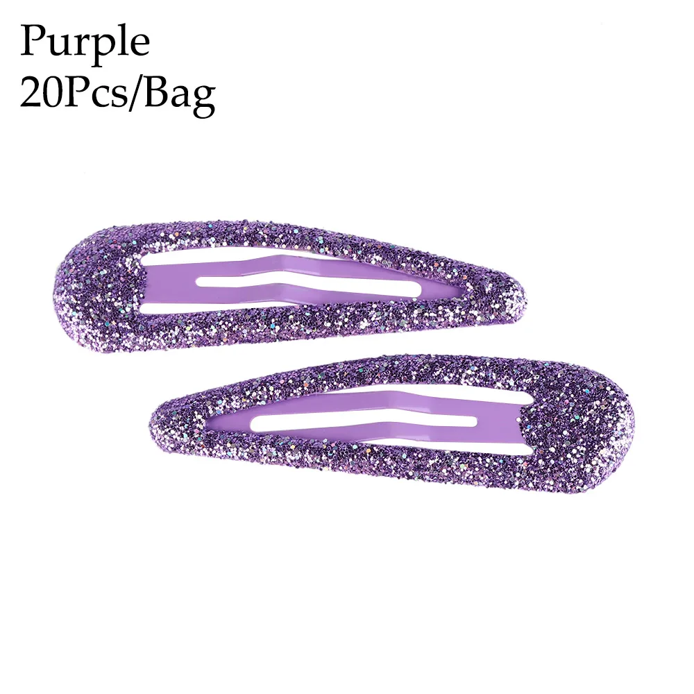 purple 20 шт. блестящие заколки для волос, заколки для волос для детей, Детский зажим для волос, заколки для волос для маленьких девочек, аксессуары для волос, милые металлические заколки 5 см - Цвет: purple